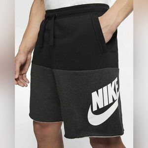 Men's Nike Athletic Gym Alumni Muscle Logo Shorts Joggers Black Grey